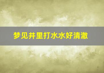 梦见井里打水水好清澈