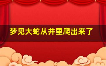 梦见大蛇从井里爬出来了