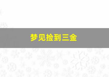 梦见捡到三金