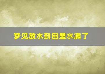 梦见放水到田里水满了