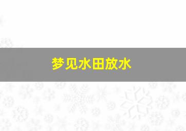 梦见水田放水