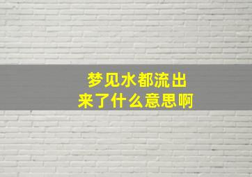 梦见水都流出来了什么意思啊