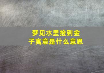 梦见水里捡到金子寓意是什么意思