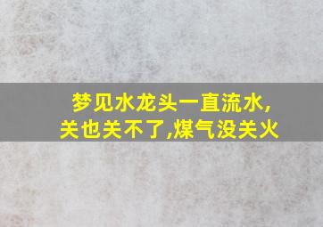 梦见水龙头一直流水,关也关不了,煤气没关火