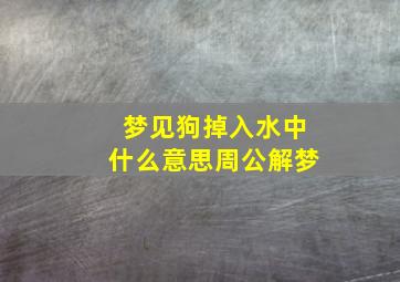 梦见狗掉入水中什么意思周公解梦