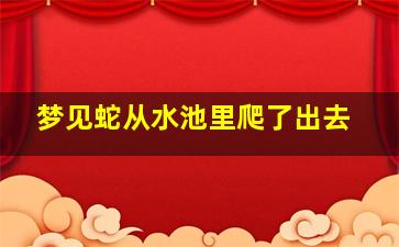 梦见蛇从水池里爬了出去