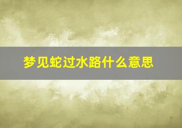 梦见蛇过水路什么意思