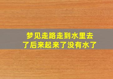 梦见走路走到水里去了后来起来了没有水了