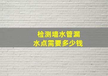 检测墙水管漏水点需要多少钱