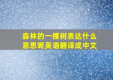 森林的一棵树表达什么意思呢英语翻译成中文