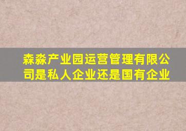 森淼产业园运营管理有限公司是私人企业还是国有企业