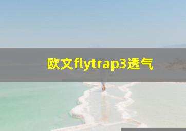 欧文flytrap3透气