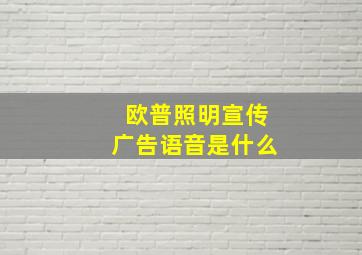 欧普照明宣传广告语音是什么