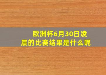 欧洲杯6月30日凌晨的比赛结果是什么呢