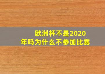 欧洲杯不是2020年吗为什么不参加比赛