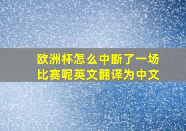 欧洲杯怎么中断了一场比赛呢英文翻译为中文