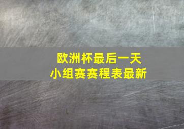 欧洲杯最后一天小组赛赛程表最新