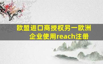 欧盟进口商授权另一欧洲企业使用reach注册