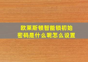 欧莱斯顿智能锁初始密码是什么呢怎么设置