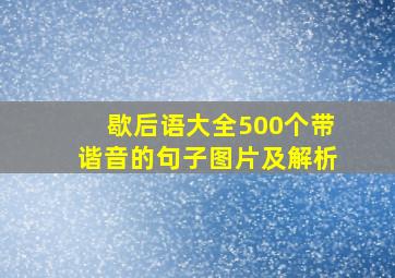 歇后语大全500个带谐音的句子图片及解析