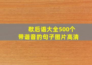 歇后语大全500个带谐音的句子图片高清