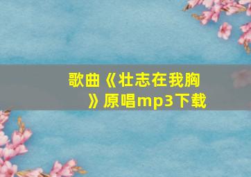 歌曲《壮志在我胸》原唱mp3下载