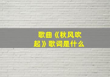 歌曲《秋风吹起》歌词是什么