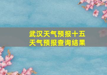 武汉天气预报十五天气预报查询结果