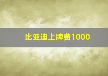 比亚迪上牌费1000