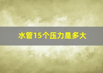 水管15个压力是多大