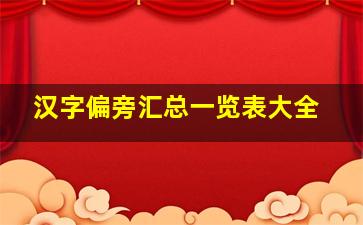 汉字偏旁汇总一览表大全