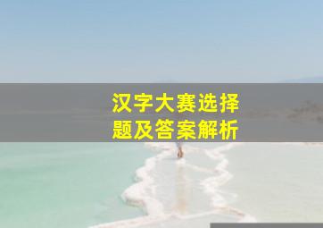 汉字大赛选择题及答案解析