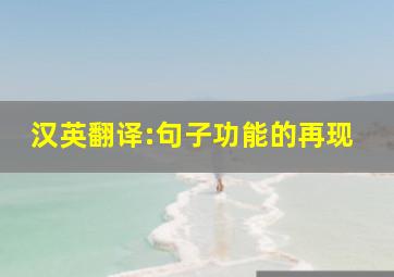 汉英翻译:句子功能的再现