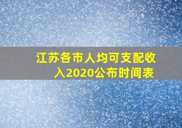 江苏各市人均可支配收入2020公布时间表