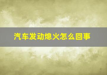 汽车发动熄火怎么回事