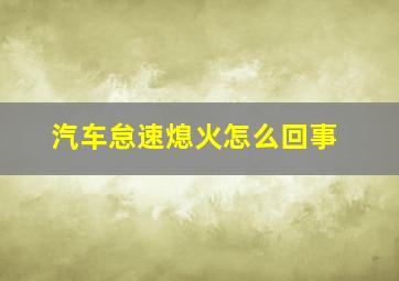 汽车怠速熄火怎么回事