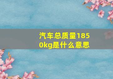 汽车总质量1850kg是什么意思