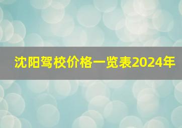 沈阳驾校价格一览表2024年