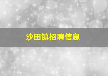 沙田镇招聘信息