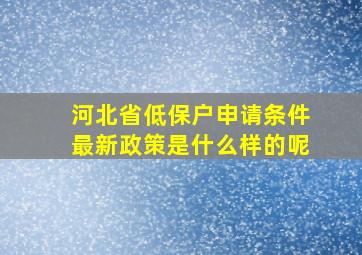 河北省低保户申请条件最新政策是什么样的呢