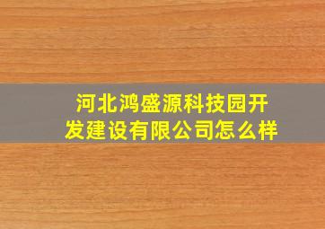 河北鸿盛源科技园开发建设有限公司怎么样