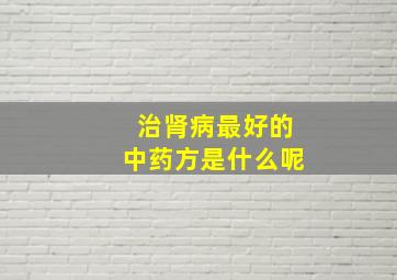 治肾病最好的中药方是什么呢