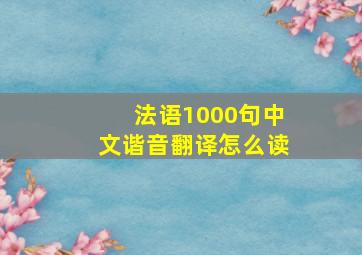 法语1000句中文谐音翻译怎么读