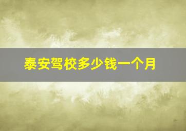 泰安驾校多少钱一个月