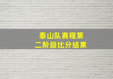 泰山队赛程第二阶段比分结果