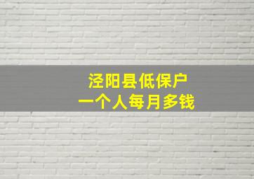 泾阳县低保户一个人每月多钱