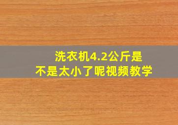 洗衣机4.2公斤是不是太小了呢视频教学