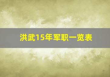 洪武15年军职一览表