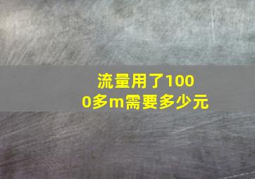 流量用了1000多m需要多少元