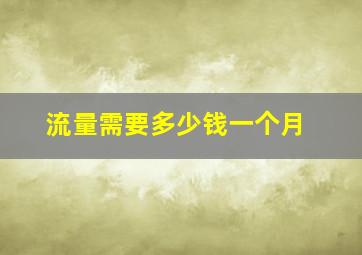 流量需要多少钱一个月